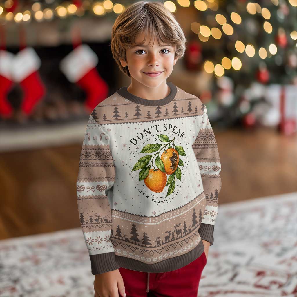 Subtle FDT Ugly Christmas Sweater Dont Speak Orange Graphic Retro Vintage