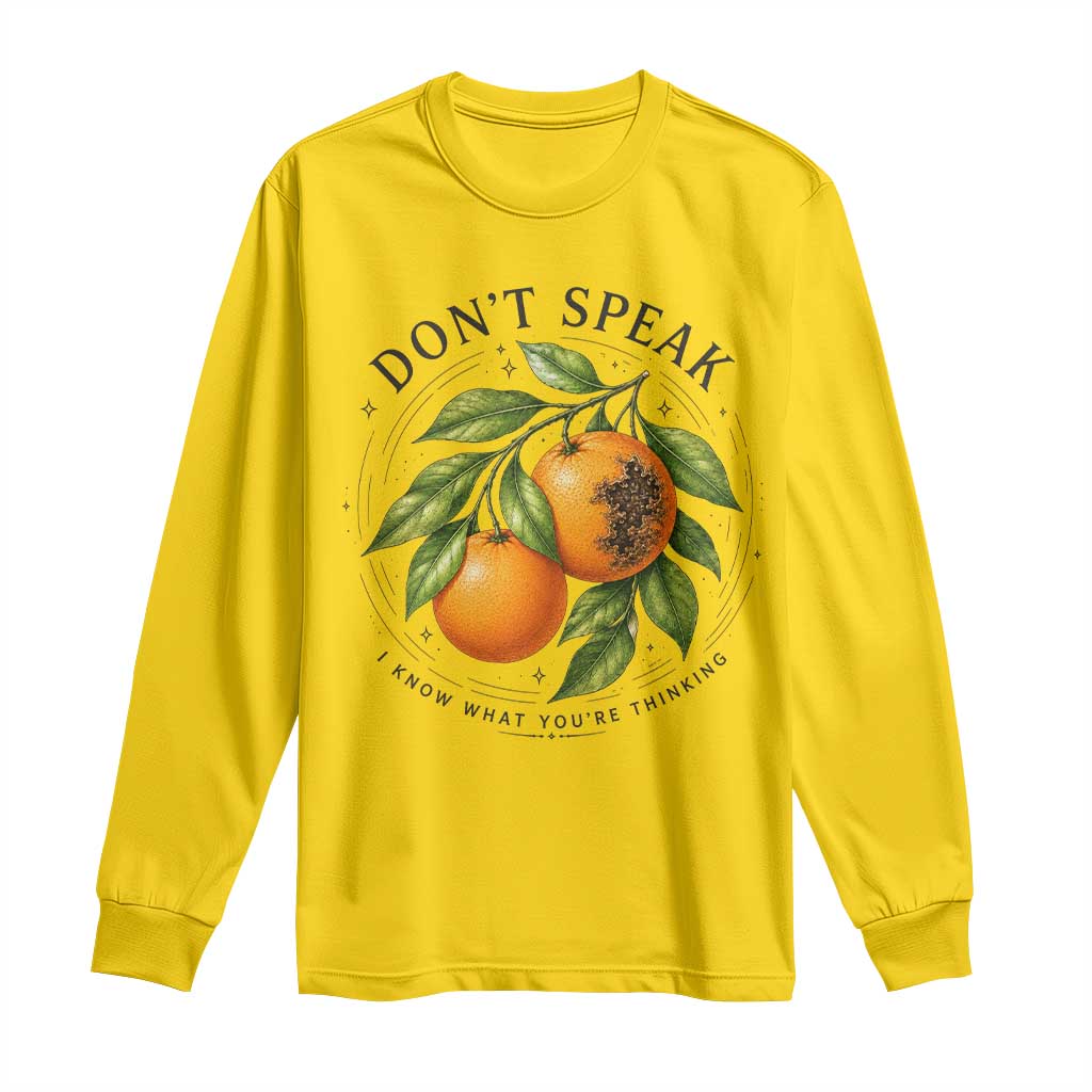 Subtle FDT Long Sleeve Shirt Dont Speak Orange Graphic Retro Vintage TS10 Daisy Print Your Wear