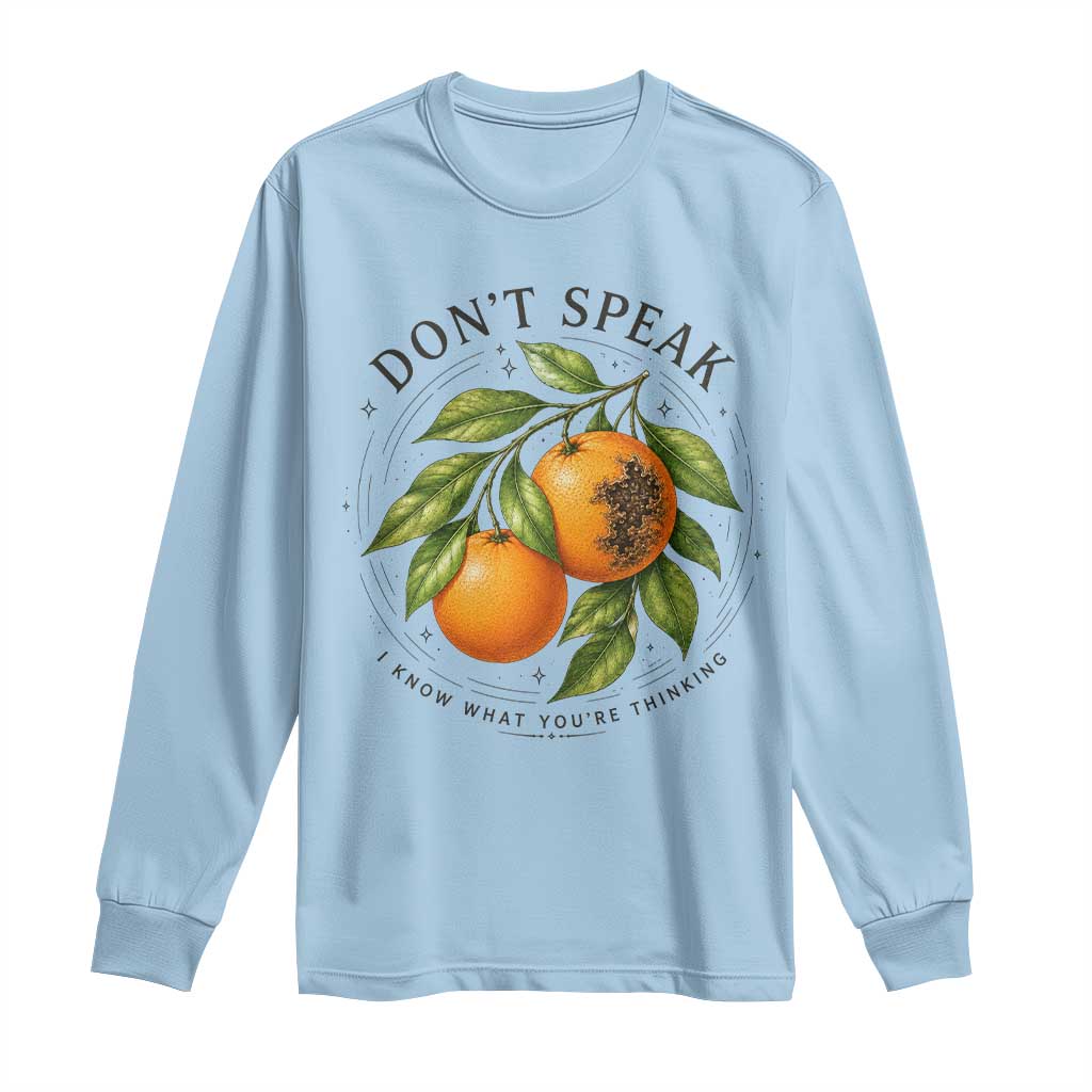 Subtle FDT Long Sleeve Shirt Dont Speak Orange Graphic Retro Vintage TS10 Light Blue Print Your Wear