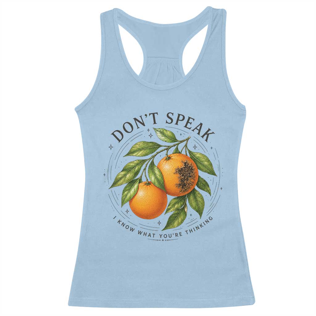 Subtle FDT Racerback Tank Top Dont Speak Orange Graphic Retro Vintage TS10 Light Blue Print Your Wear