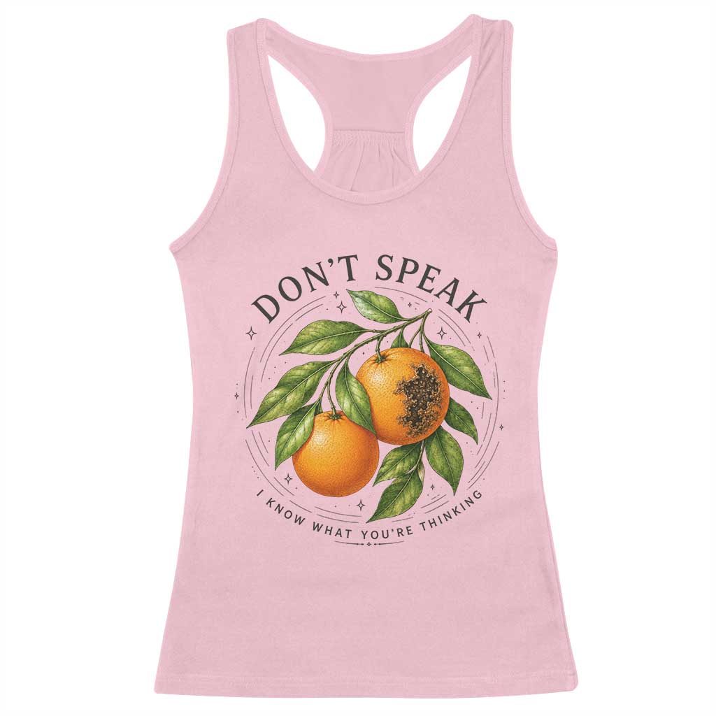 Subtle FDT Racerback Tank Top Dont Speak Orange Graphic Retro Vintage TS10 Light Pink Print Your Wear