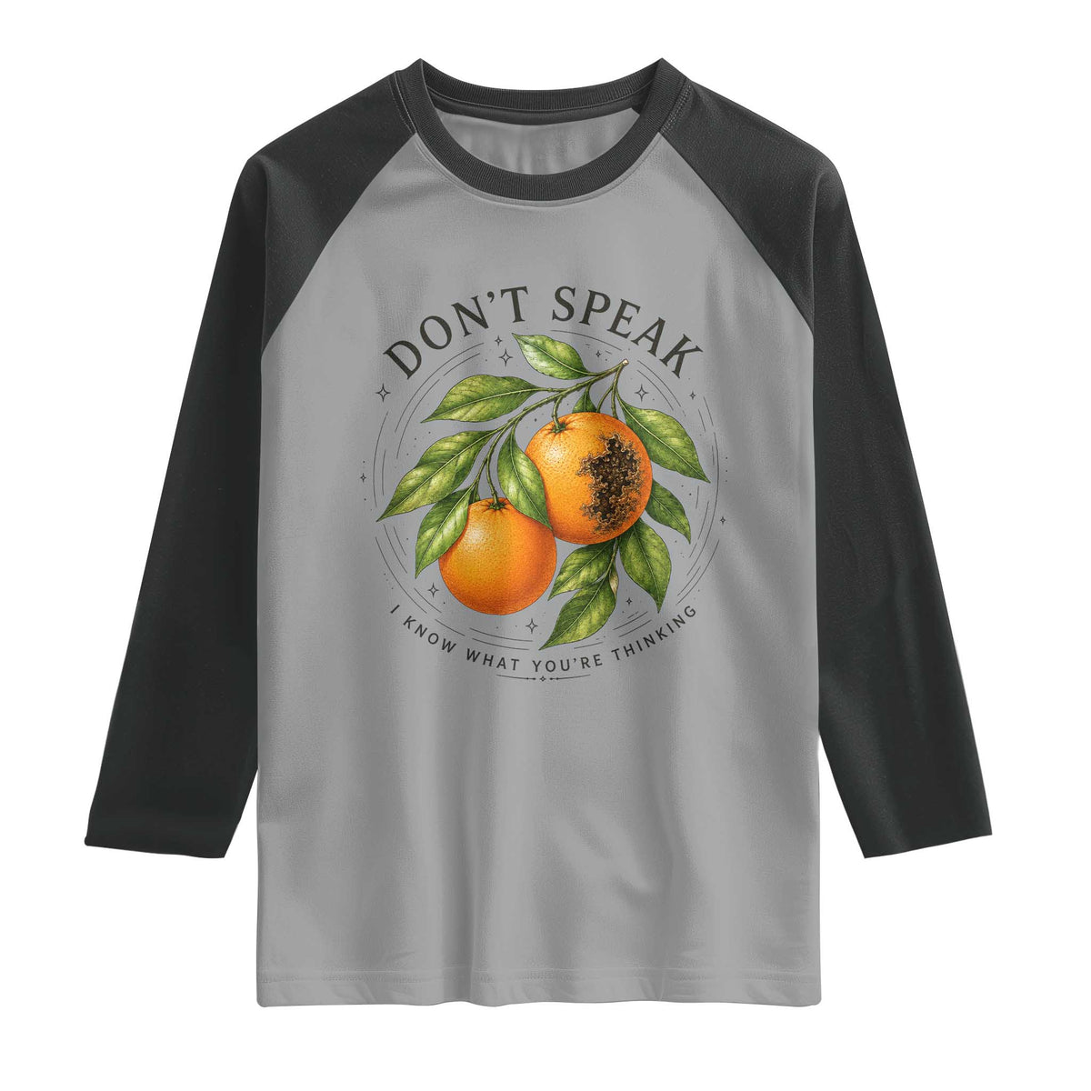 Subtle FDT Raglan Shirt Dont Speak Orange Graphic Retro Vintage TS10 XS Sport Gray Black Print Your Wear