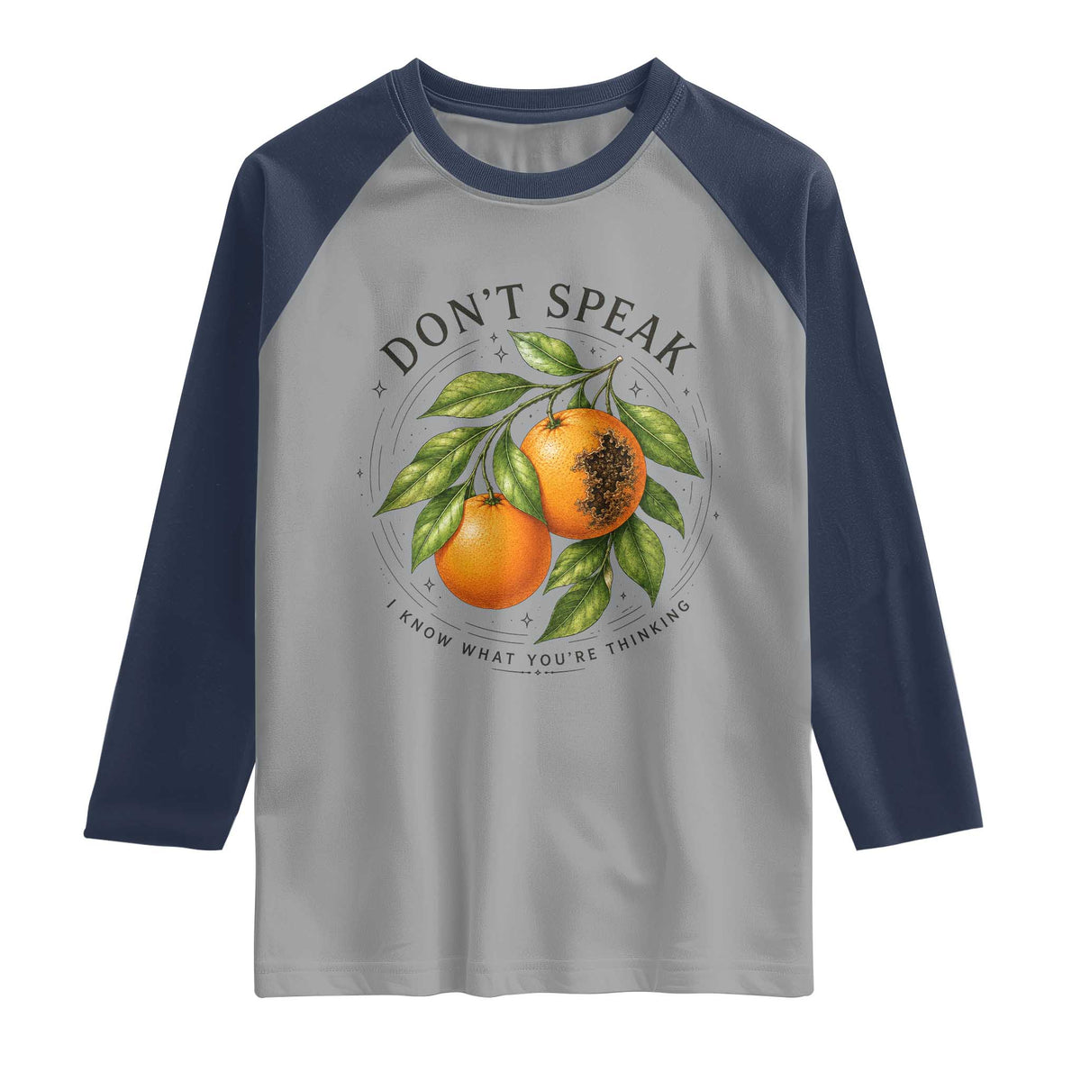 Subtle FDT Raglan Shirt Dont Speak Orange Graphic Retro Vintage TS10 Sport Gray Navy Print Your Wear