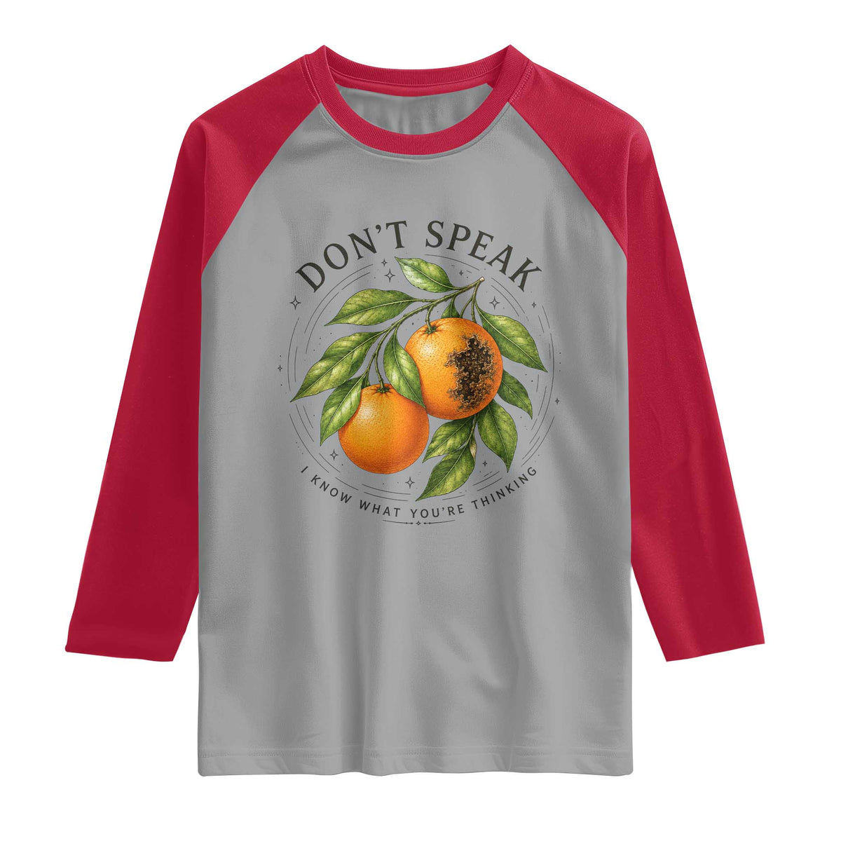 Subtle FDT Raglan Shirt Dont Speak Orange Graphic Retro Vintage TS10 Sport Gray Red Print Your Wear