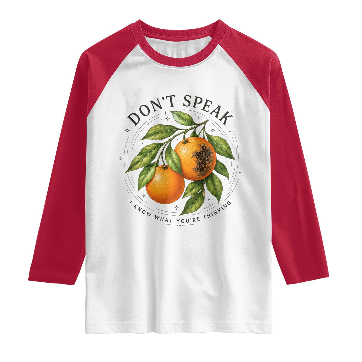 Subtle FDT Raglan Shirt Dont Speak Orange Graphic Retro Vintage TS10 White Red Print Your Wear