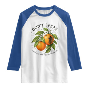 Subtle FDT Raglan Shirt Dont Speak Orange Graphic Retro Vintage TS10 White Royal Print Your Wear