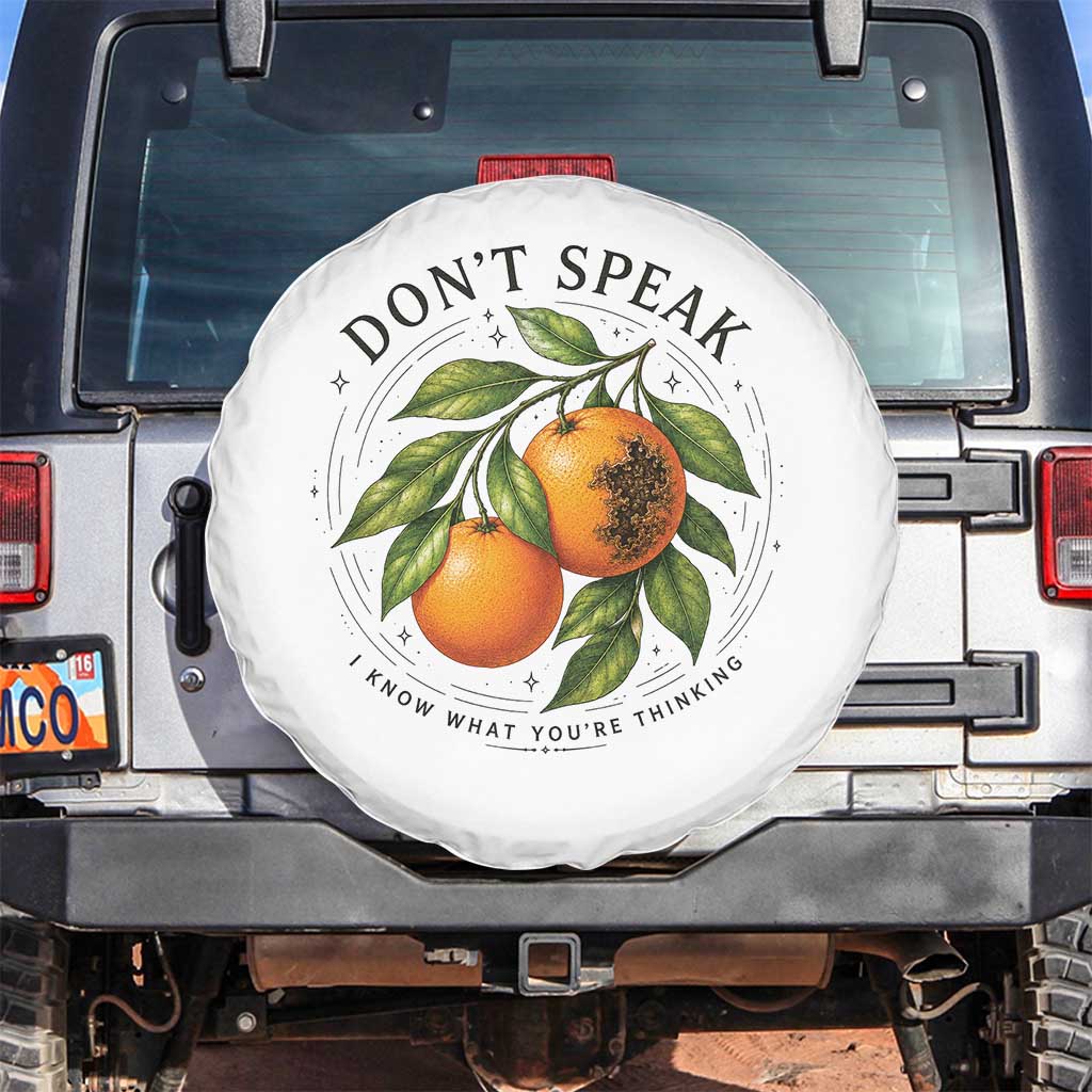 Subtle FDT Spare Tire Cover Dont Speak Orange Graphic Retro Vintage