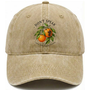 Subtle FDT Washed Cotton Baseball Cap Dont Speak Orange Graphic Retro Vintage