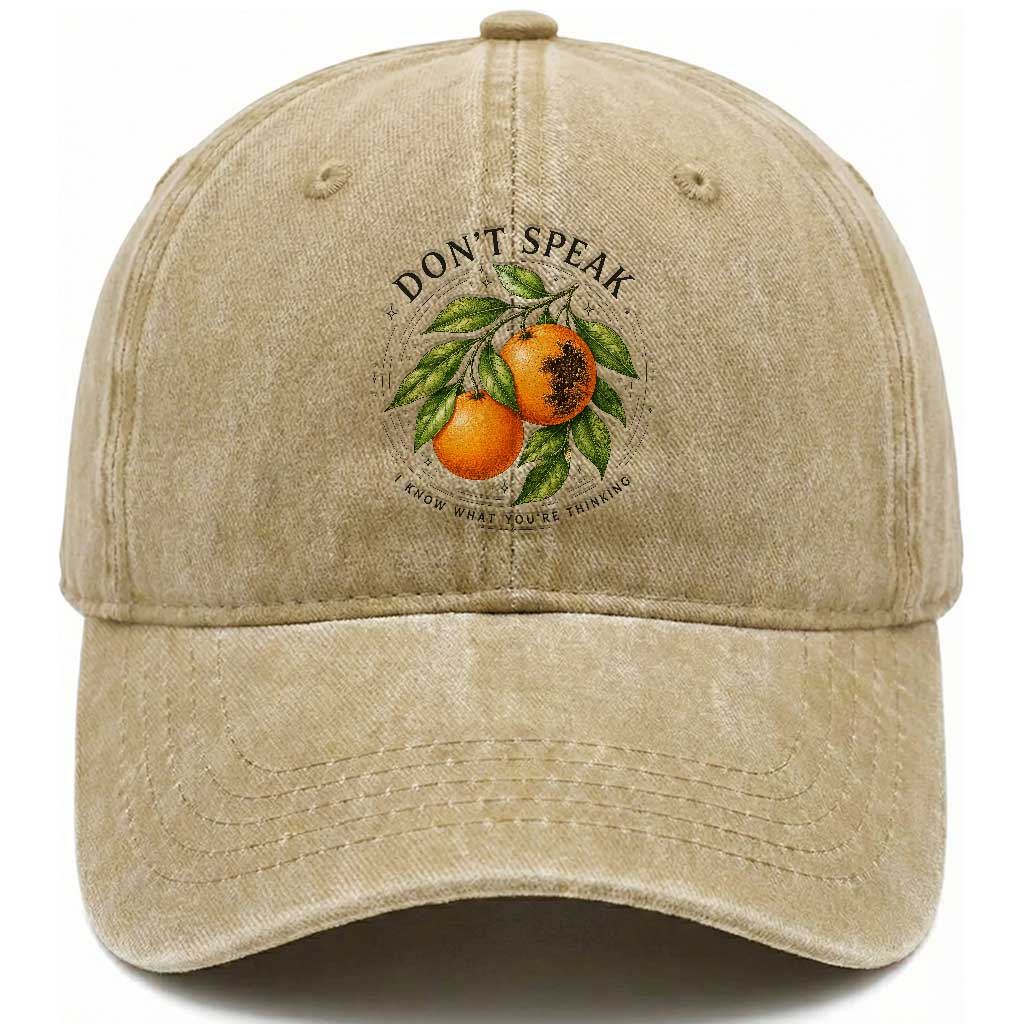 Subtle FDT Washed Cotton Baseball Cap Dont Speak Orange Graphic Retro Vintage TS10 Print Your Wear