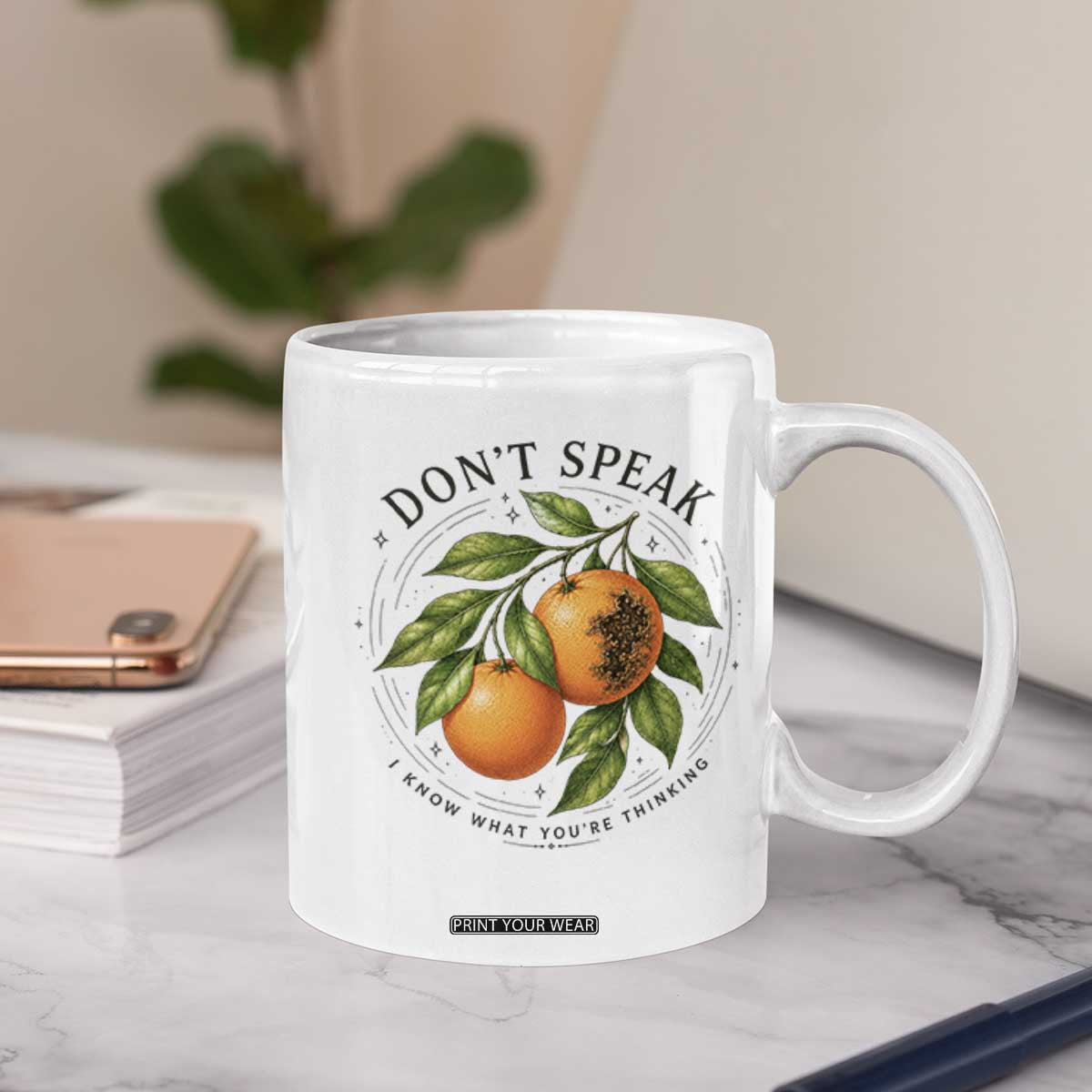 Subtle FDT Coffee Mug Dont Speak Orange Graphic Retro Vintage
