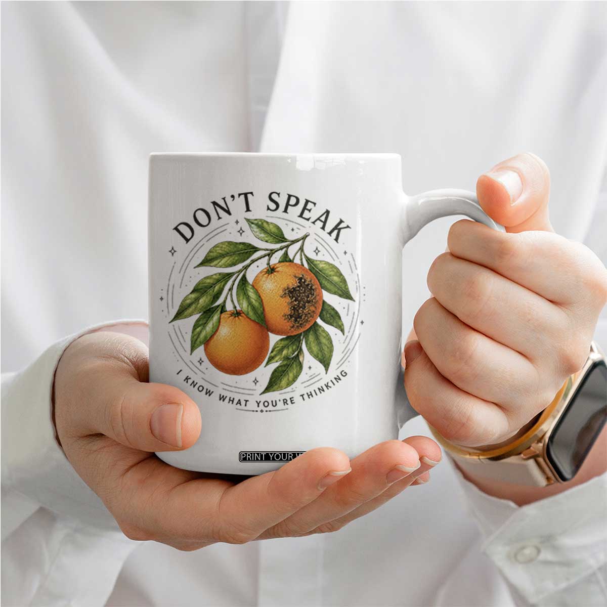Subtle FDT Coffee Mug Dont Speak Orange Graphic Retro Vintage