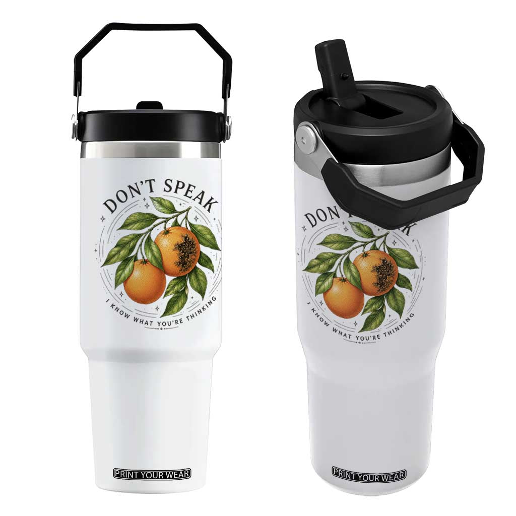 Subtle FDT Flip Straw Tumbler Dont Speak Orange Graphic Retro Vintage