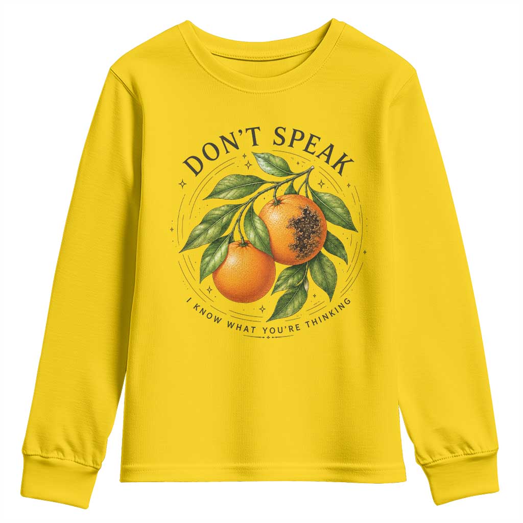 Subtle FDT Youth Sweatshirt Dont Speak Orange Graphic Retro Vintage TS10 Daisy Print Your Wear