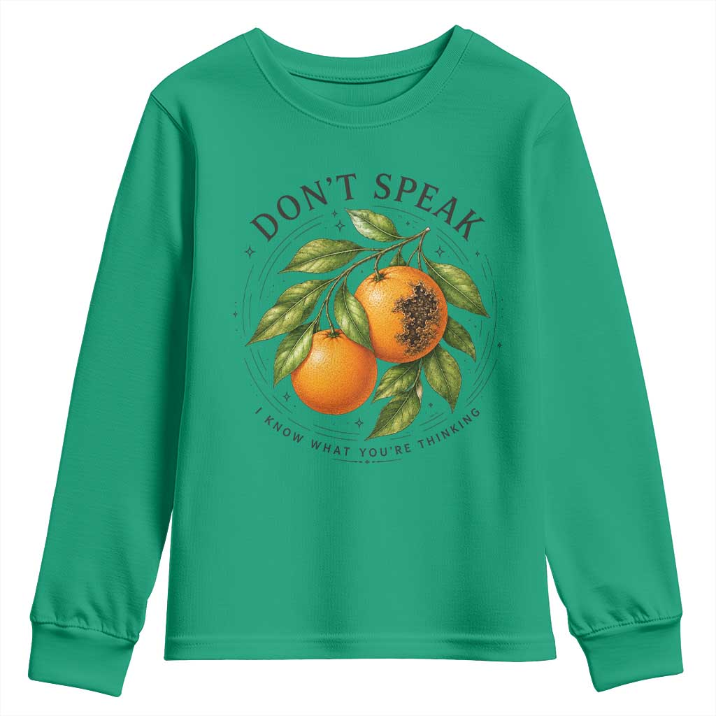 Subtle FDT Youth Sweatshirt Dont Speak Orange Graphic Retro Vintage TS10 Irish Green Print Your Wear