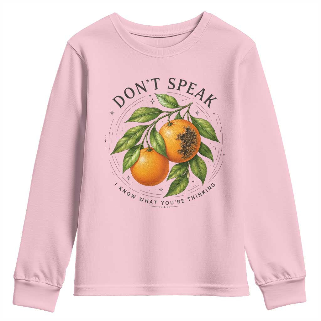Subtle FDT Youth Sweatshirt Dont Speak Orange Graphic Retro Vintage TS10 Light Pink Print Your Wear