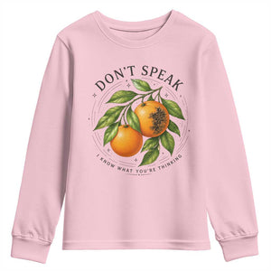Subtle FDT Youth Sweatshirt Dont Speak Orange Graphic Retro Vintage TS10 Light Pink Print Your Wear
