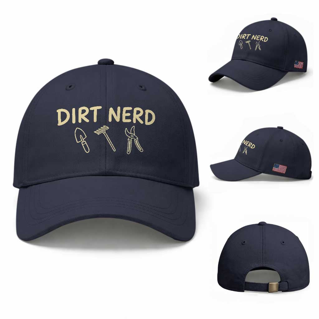 Dirt Nerd Baseball Cap Funny Gardening Lover Gardener TS10 Baseball Cap Universal Fit Navy Print Your Wear