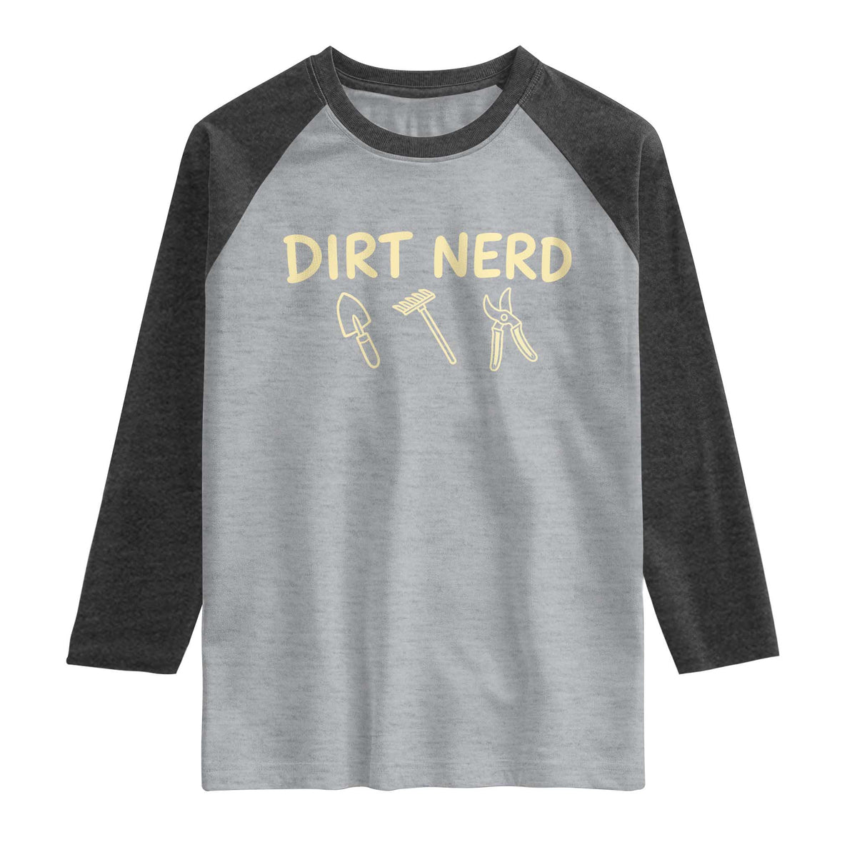 Dirt Nerd Raglan Shirt Funny Gardening Lover Gardener TS10 Heather Gray Heather Charcoal Print Your Wear