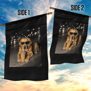 Funny Golden Retriever Iced Coffee Garden Flag Grunge Silly Meme Graphic Funny Dog Lover
