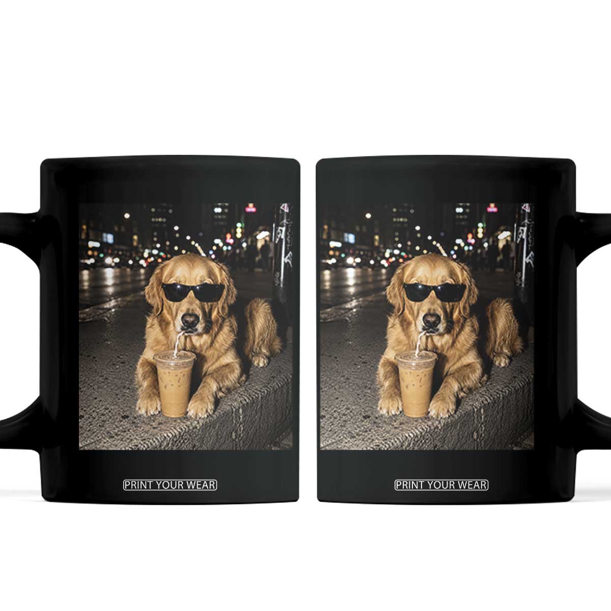 Funny Golden Retriever Iced Coffee Coffee Mug Grunge Silly Meme Graphic Funny Dog Lover