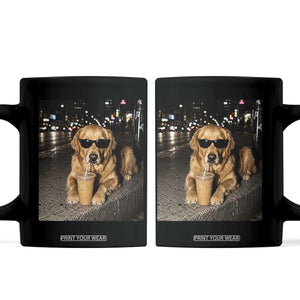 Funny Golden Retriever Iced Coffee Coffee Mug Grunge Silly Meme Graphic Funny Dog Lover