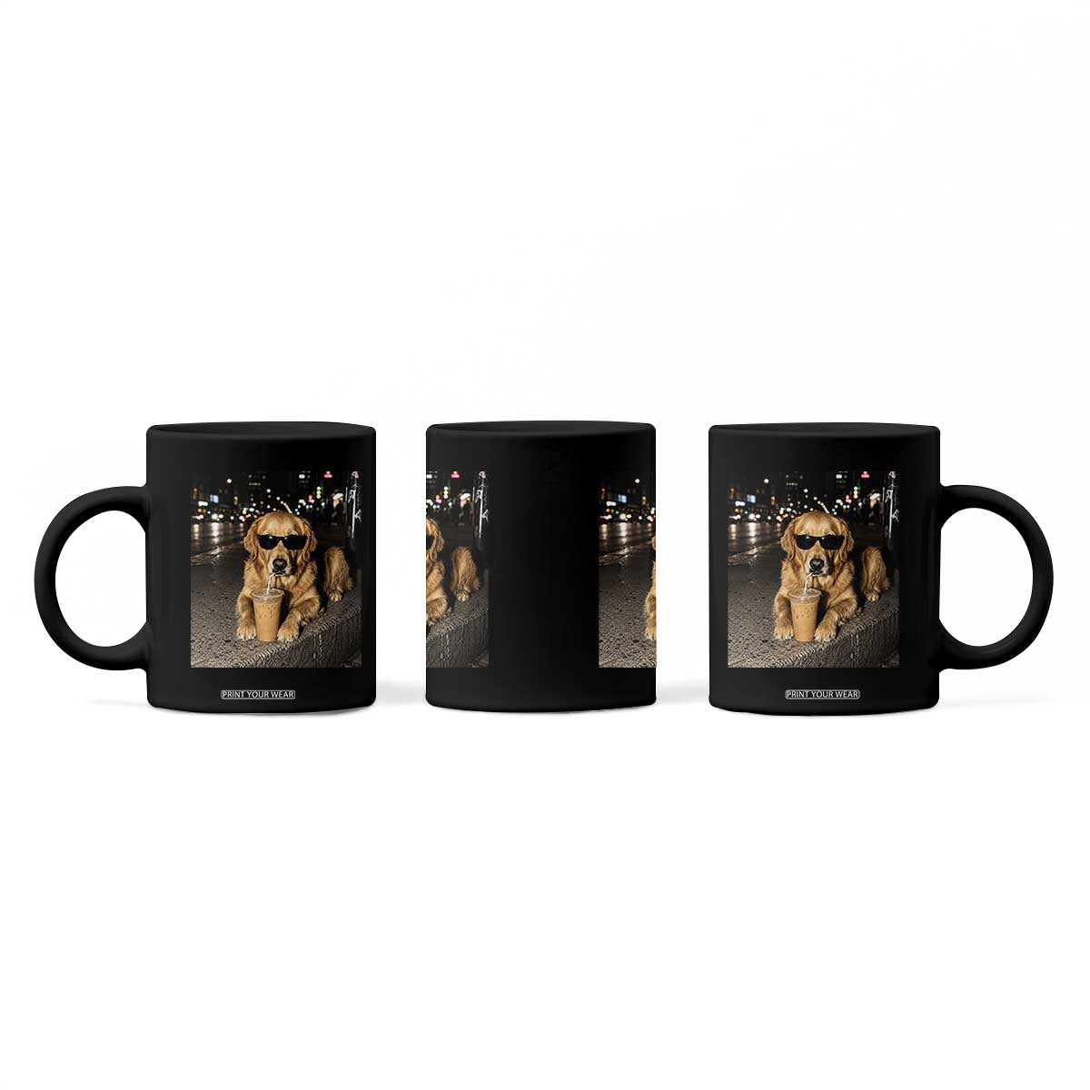 Funny Golden Retriever Iced Coffee Coffee Mug Grunge Silly Meme Graphic Funny Dog Lover