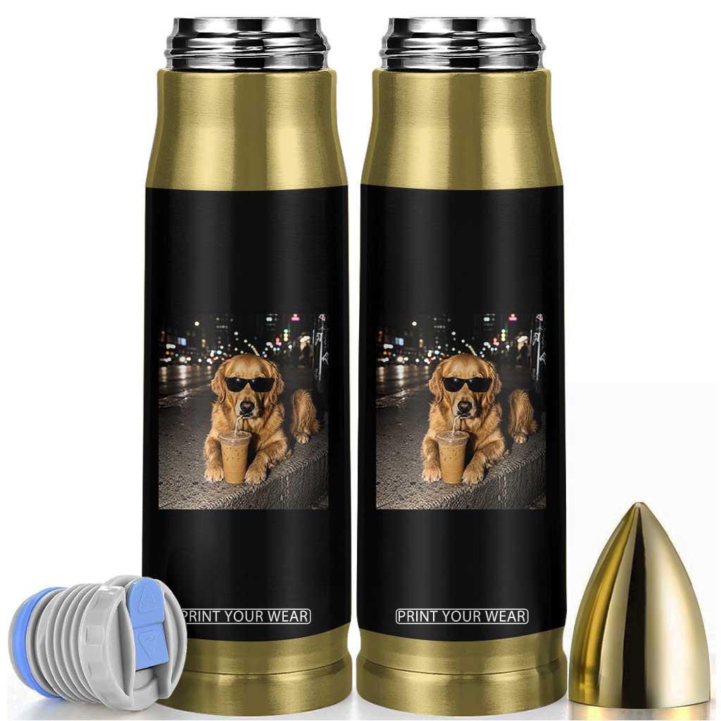 Funny Golden Retriever Iced Coffee Bullet Tumbler Grunge Silly Meme Graphic Funny Dog Lover