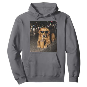 Funny Golden Retriever Iced Coffee Hoodie Grunge Silly Meme Graphic Funny Dog Lover