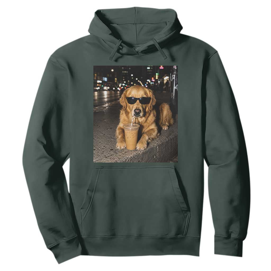Funny Golden Retriever Iced Coffee Hoodie Grunge Silly Meme Graphic Funny Dog Lover