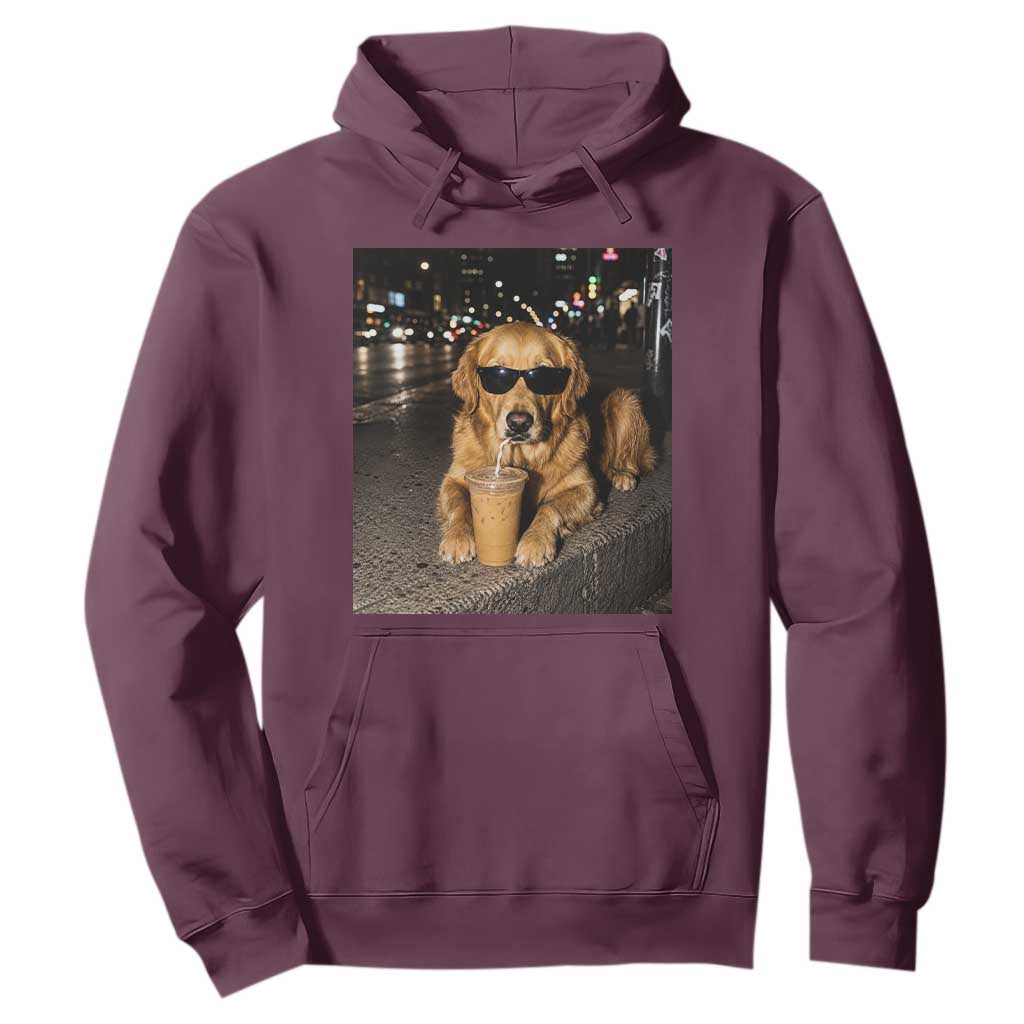 Funny Golden Retriever Iced Coffee Hoodie Grunge Silly Meme Graphic Funny Dog Lover