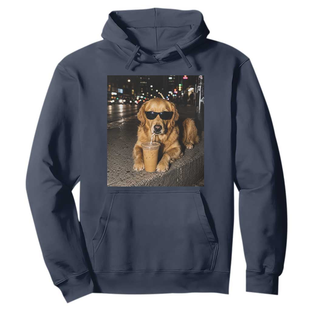 Funny Golden Retriever Iced Coffee Hoodie Grunge Silly Meme Graphic Funny Dog Lover