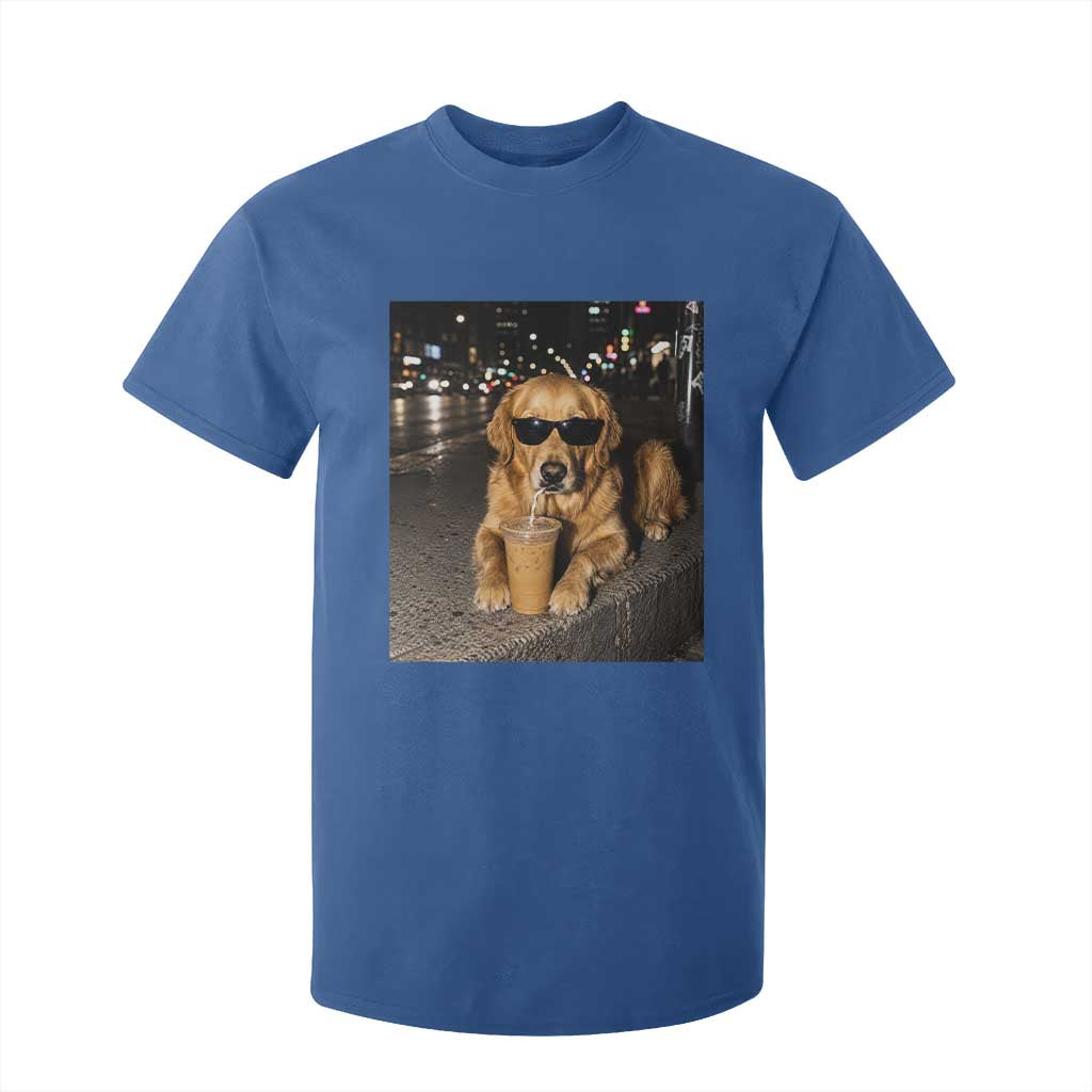 Funny Golden Retriever Iced Coffee T Shirt For Kid Grunge Silly Meme Graphic Funny Dog Lover
