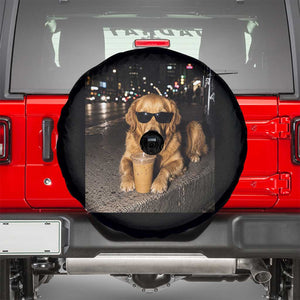 Funny Golden Retriever Iced Coffee Spare Tire Cover Grunge Silly Meme Graphic Funny Dog Lover