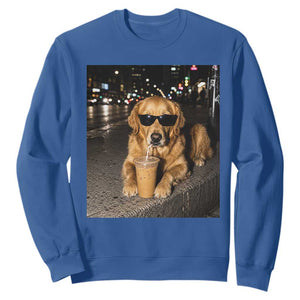 Funny Golden Retriever Iced Coffee Sweatshirt Grunge Silly Meme Graphic Funny Dog Lover