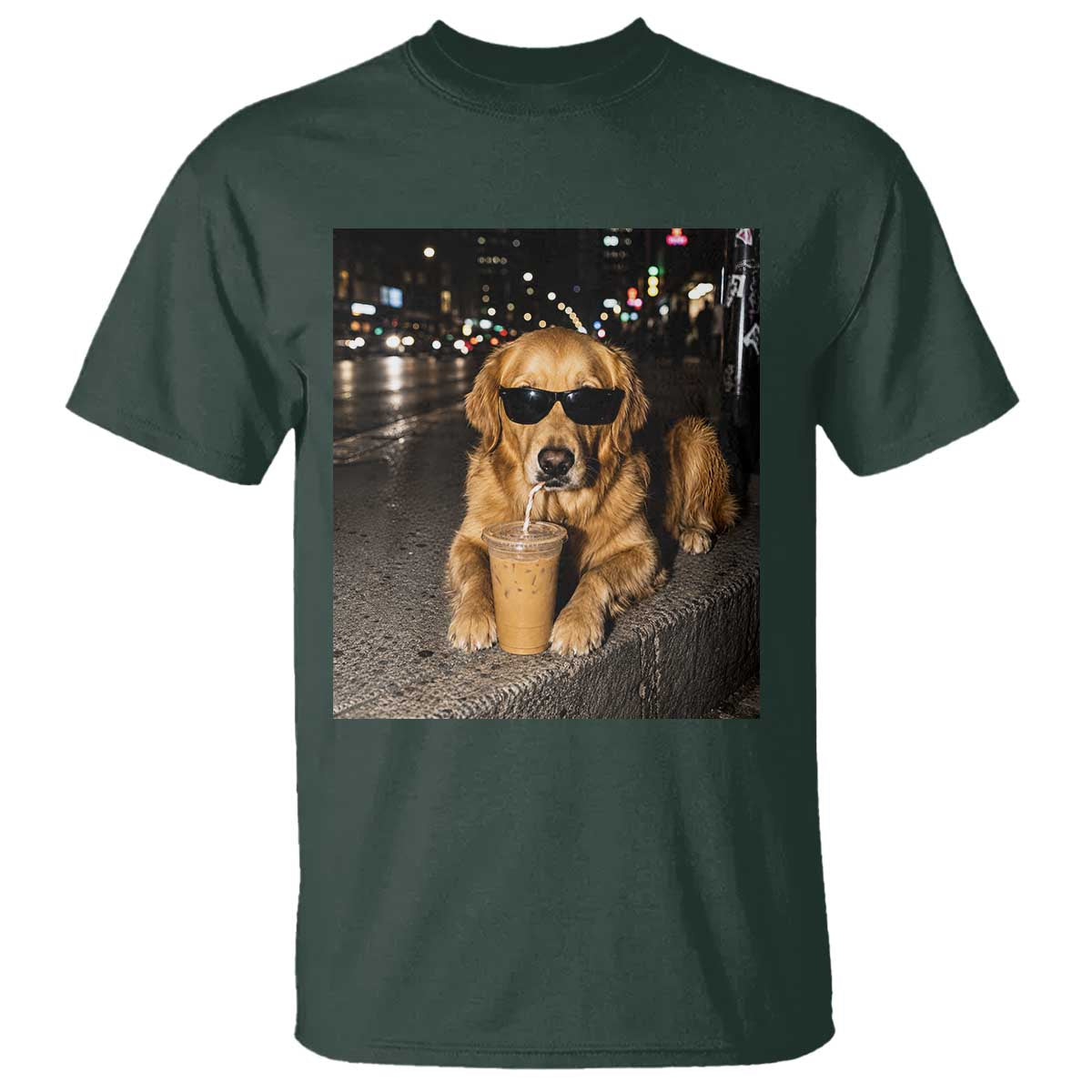 Funny Golden Retriever Iced Coffee T Shirt Grunge Silly Meme Graphic Funny Dog Lover