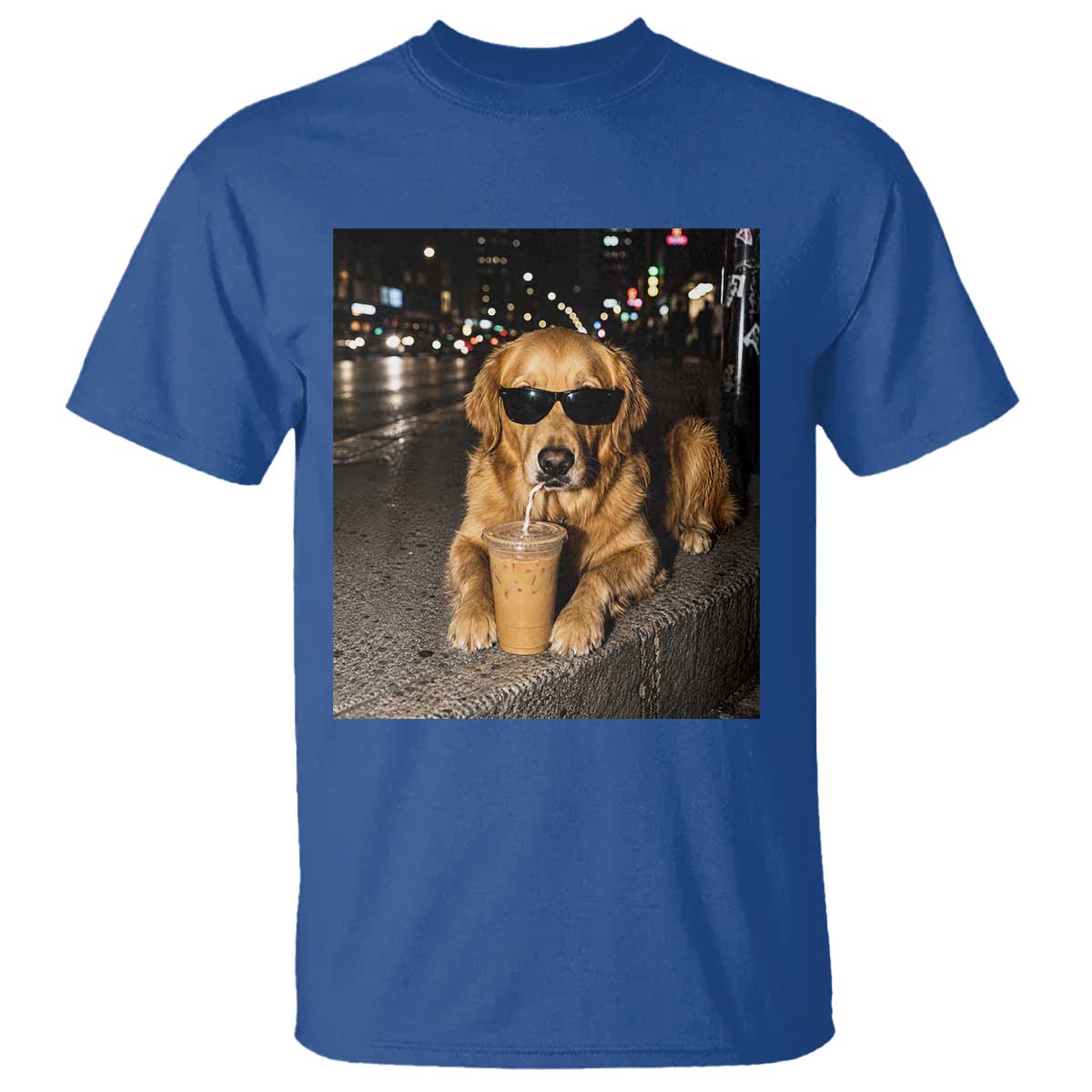 Funny Golden Retriever Iced Coffee T Shirt Grunge Silly Meme Graphic Funny Dog Lover