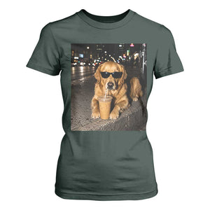 Funny Golden Retriever Iced Coffee T Shirt For Women Grunge Silly Meme Graphic Funny Dog Lover