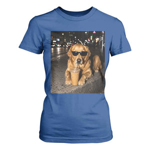 Funny Golden Retriever Iced Coffee T Shirt For Women Grunge Silly Meme Graphic Funny Dog Lover