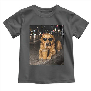 Funny Golden Retriever Iced Coffee Toddler T Shirt Grunge Silly Meme Graphic Funny Dog Lover