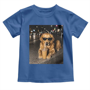 Funny Golden Retriever Iced Coffee Toddler T Shirt Grunge Silly Meme Graphic Funny Dog Lover