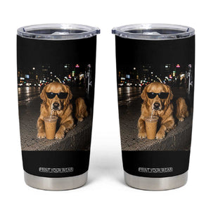 Funny Golden Retriever Iced Coffee Tumbler Cup Grunge Silly Meme Graphic Funny Dog Lover