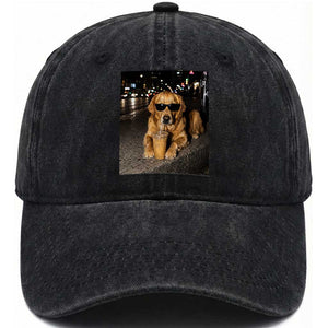 Funny Golden Retriever Iced Coffee Washed Cotton Baseball Cap Grunge Silly Meme Graphic Funny Dog Lover