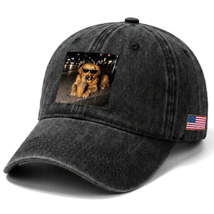 Funny Golden Retriever Iced Coffee Washed Cotton Baseball Cap Grunge Silly Meme Graphic Funny Dog Lover