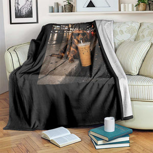 Dachshund Iced Coffee Throw Blanket Grunge Meme Graphic Funny Weiner Dog Lovers Dad