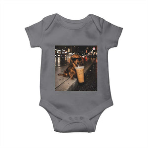 Dachshund Iced Coffee Baby Onesie Grunge Meme Graphic Funny Weiner Dog Lovers Dad