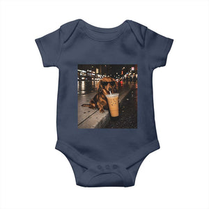 Dachshund Iced Coffee Baby Onesie Grunge Meme Graphic Funny Weiner Dog Lovers Dad