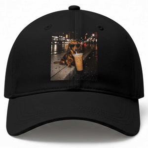 Dachshund Iced Coffee Baseball Cap Grunge Meme Graphic Funny Weiner Dog Lovers Dad