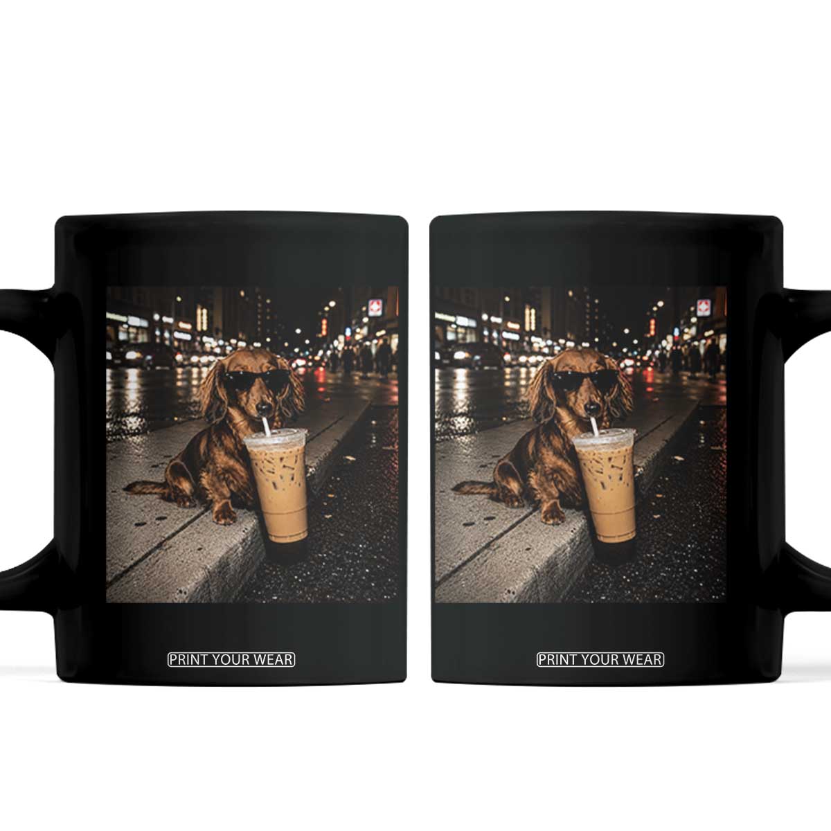 Dachshund Iced Coffee Coffee Mug Grunge Meme Graphic Funny Weiner Dog Lovers Dad