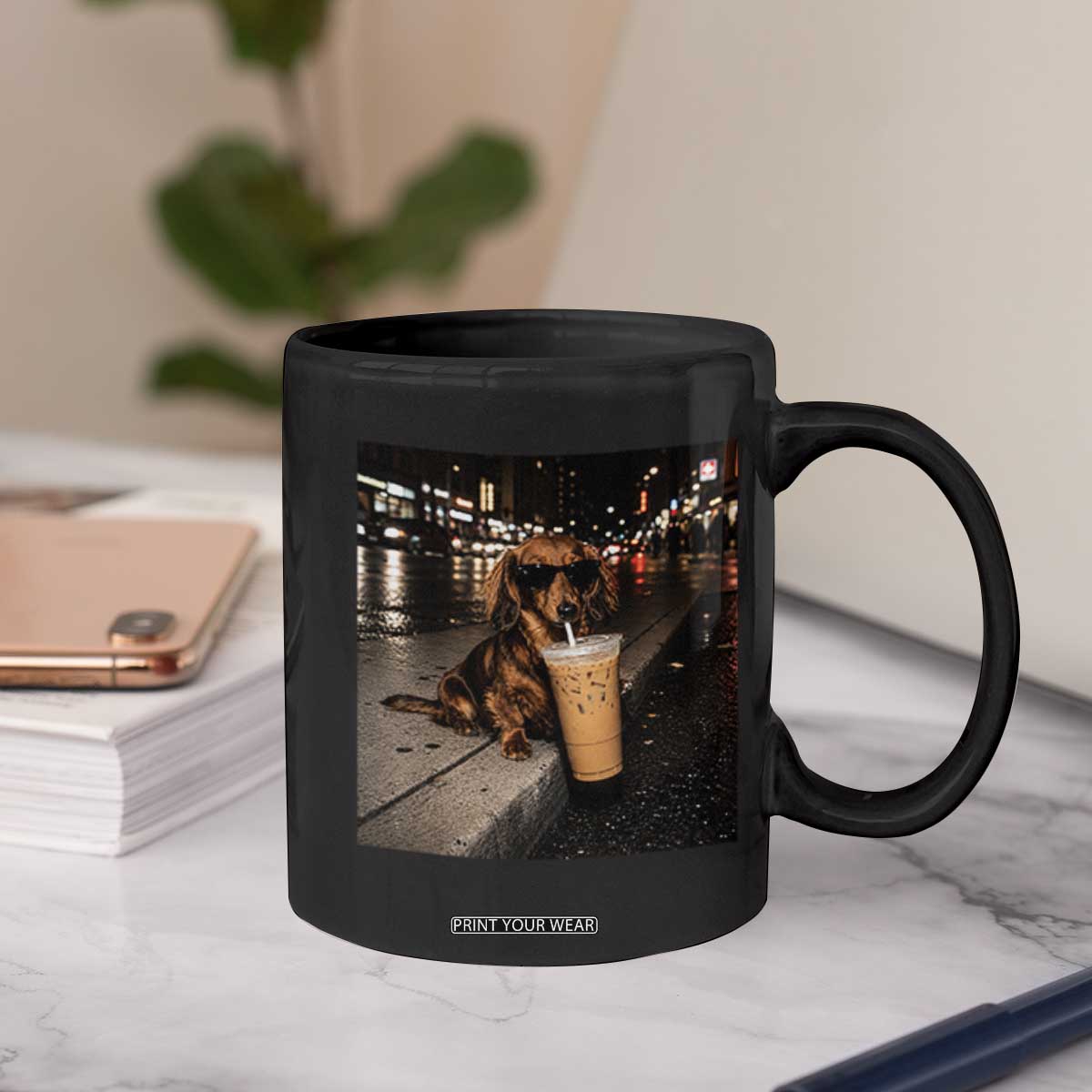 Dachshund Iced Coffee Coffee Mug Grunge Meme Graphic Funny Weiner Dog Lovers Dad