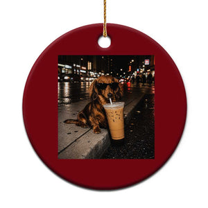 Dachshund Iced Coffee Ceramic Ornament Grunge Meme Graphic Funny Weiner Dog Lovers Dad